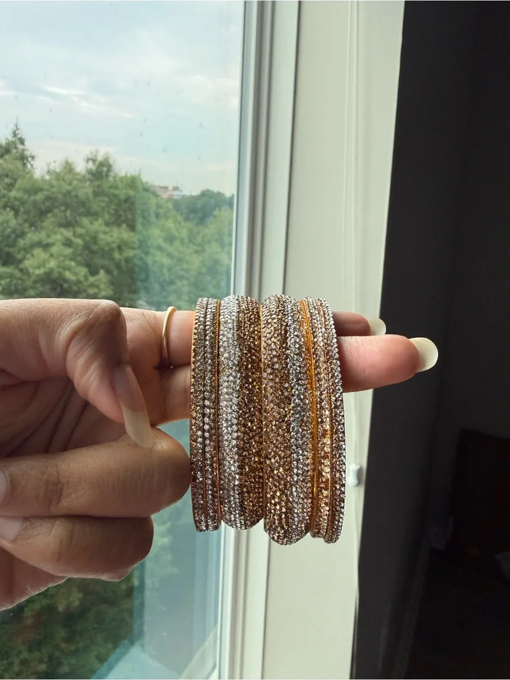 Elegant Gold and Silver Multi-Bangles